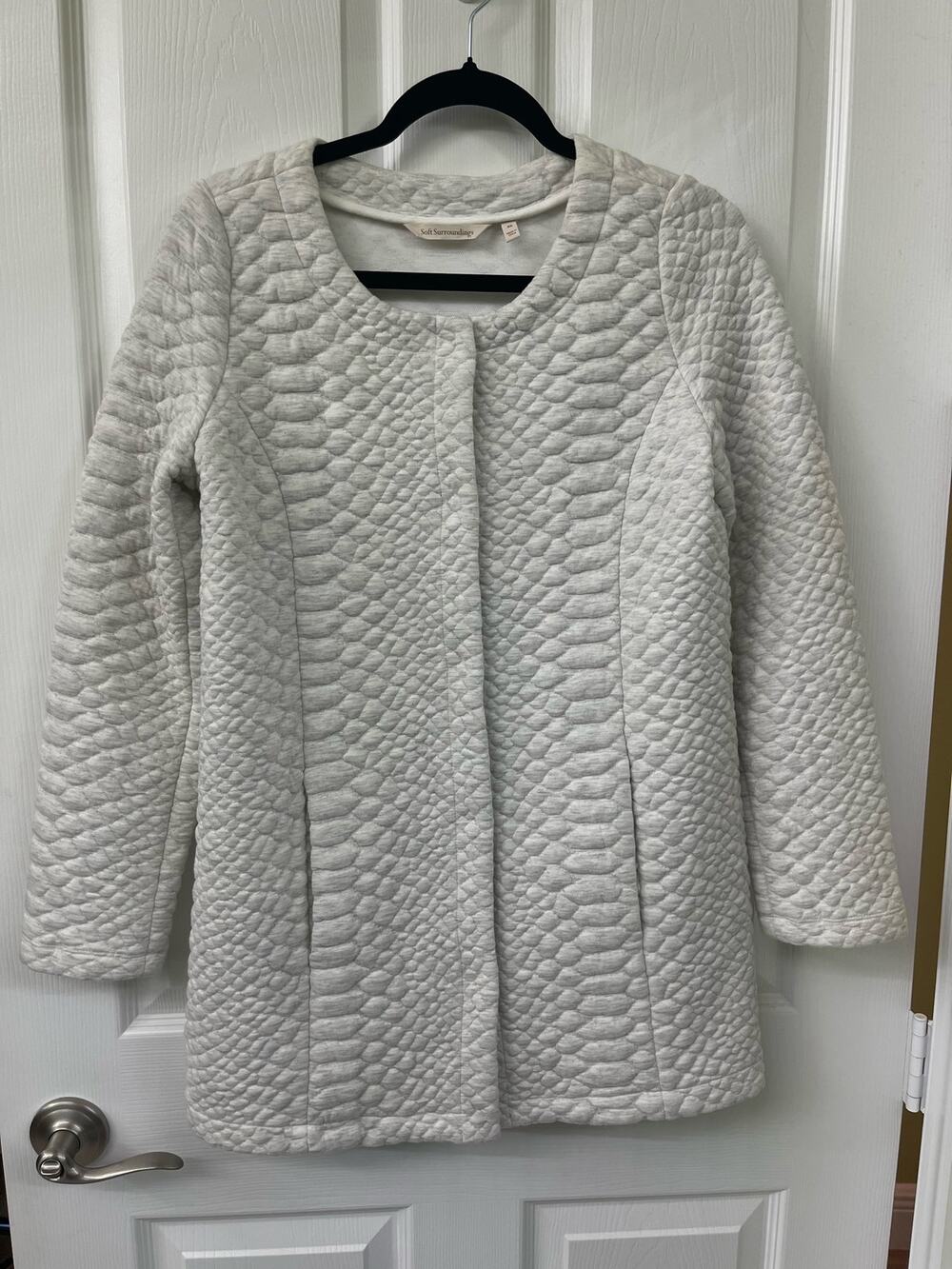 Soft surroundings Ivory Cream Snap Down Button Quilted Jacket XS S